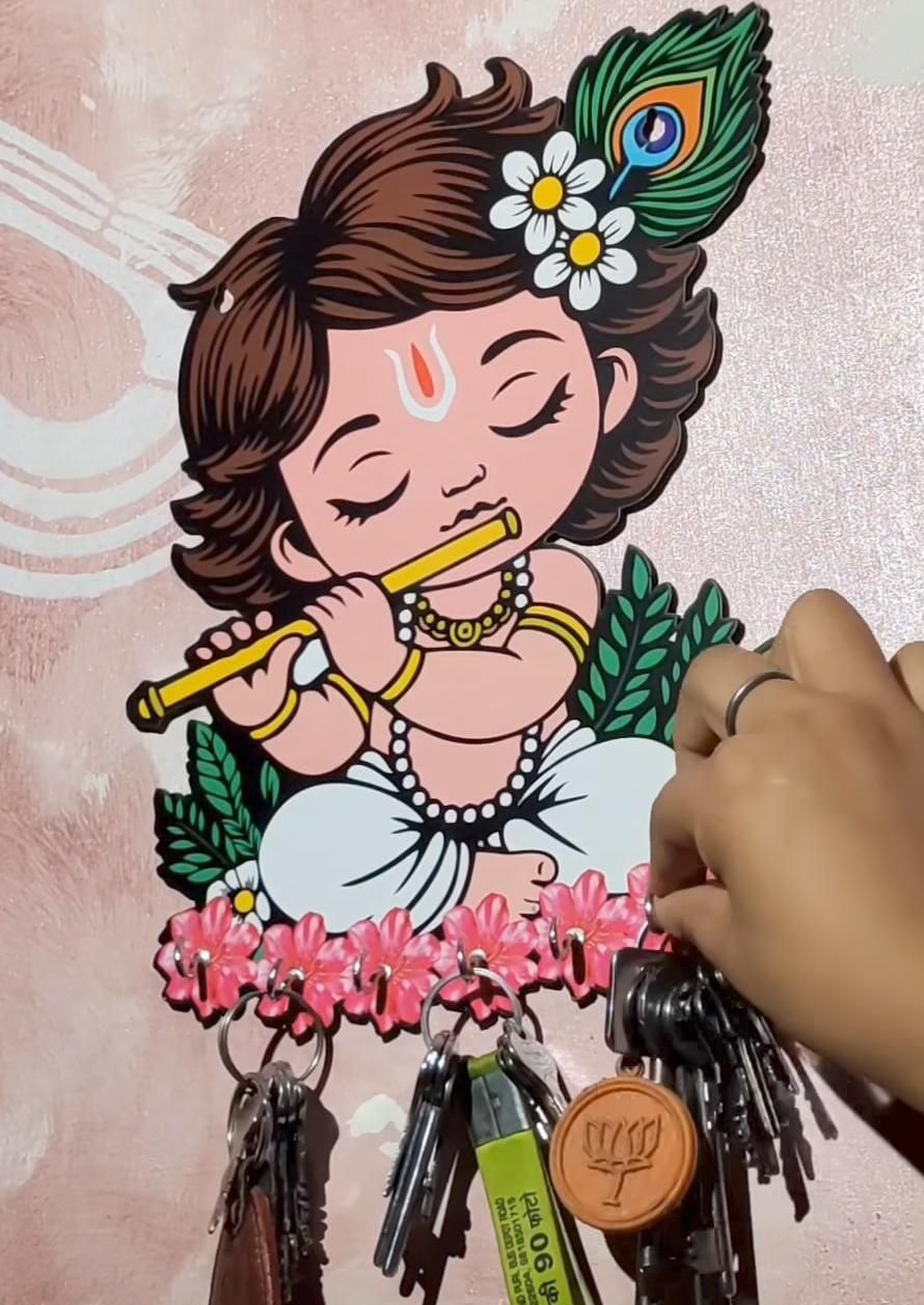 Krishna Wooden Keys Hanger